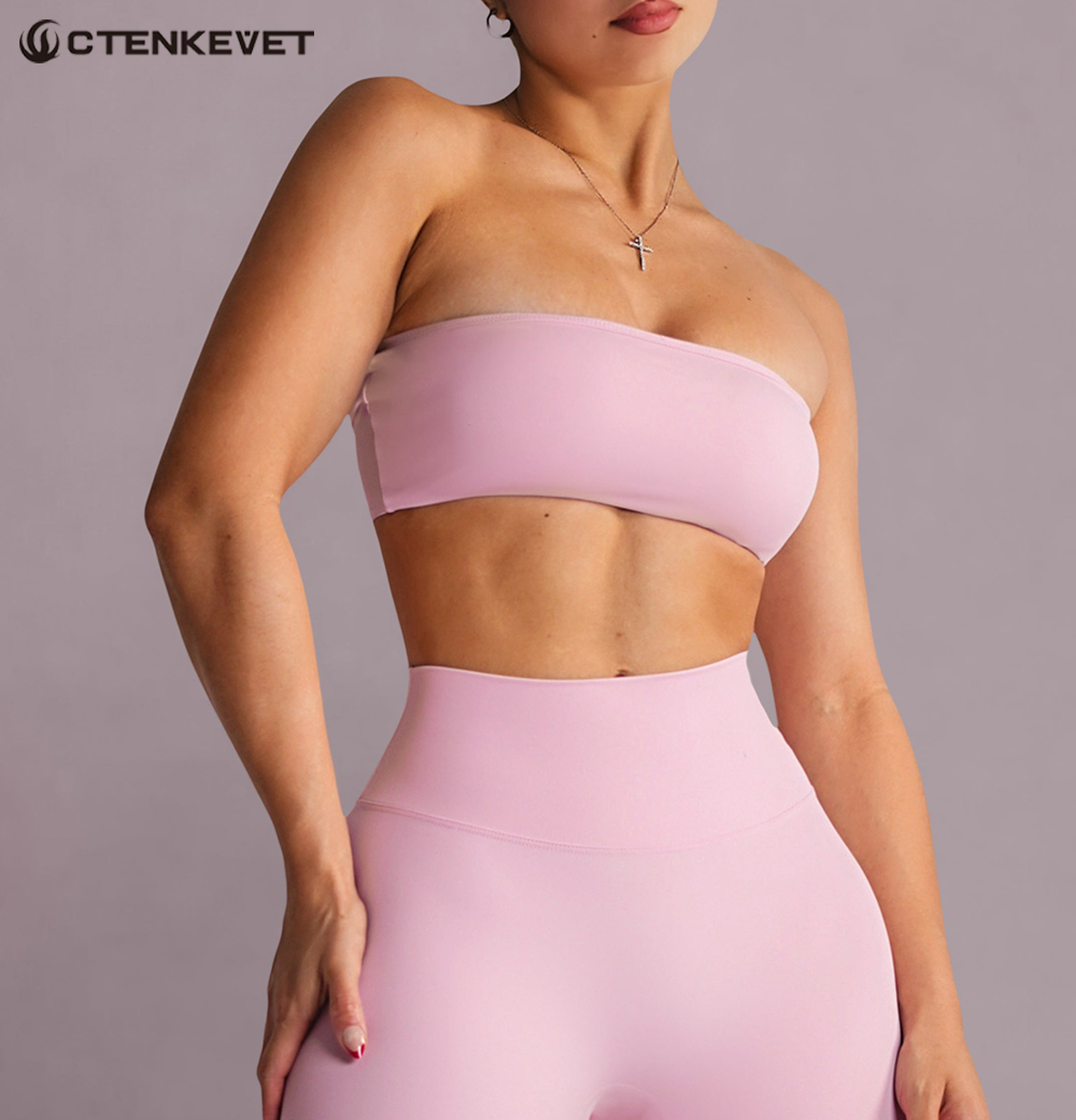 Crop Top Crochet - Sujetador deportivo sin tirantes para mujer,