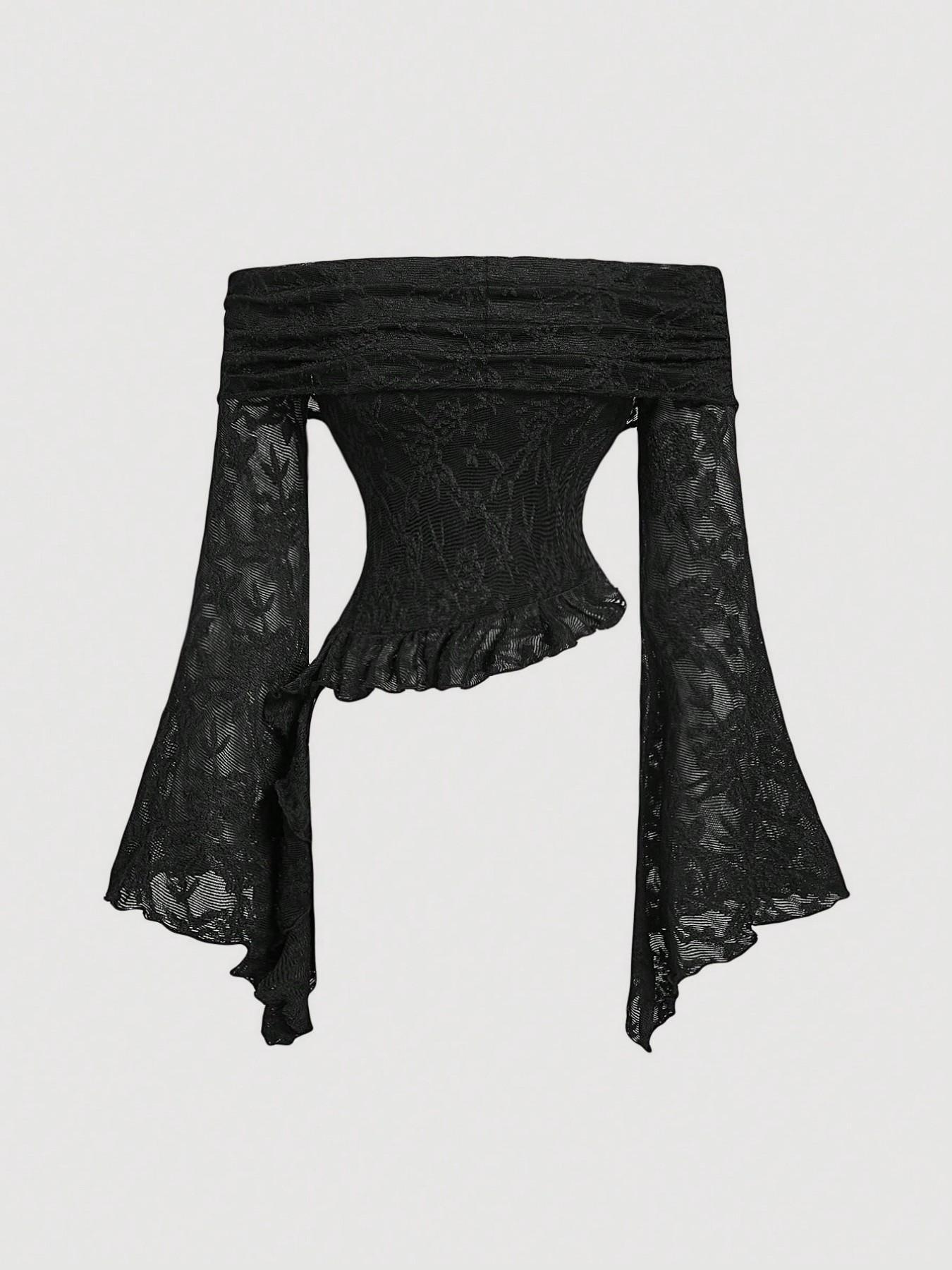 Blouse Off Shoulder - Blusa elegante de encaje con hombros